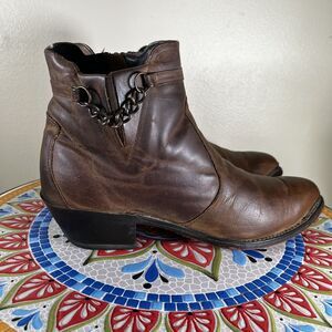 Durango Western Leather Womens Sz 9M Brown Zip Ankle Distressed Boots RD864
